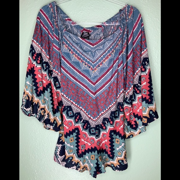Last One! Boho Romper Size Small Off Shoulder - Picture 2 of 5
